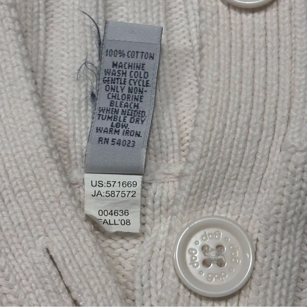 GAP | Girls Ribbed Cream Knit Cropped Button Sweater Size 4/5 XS